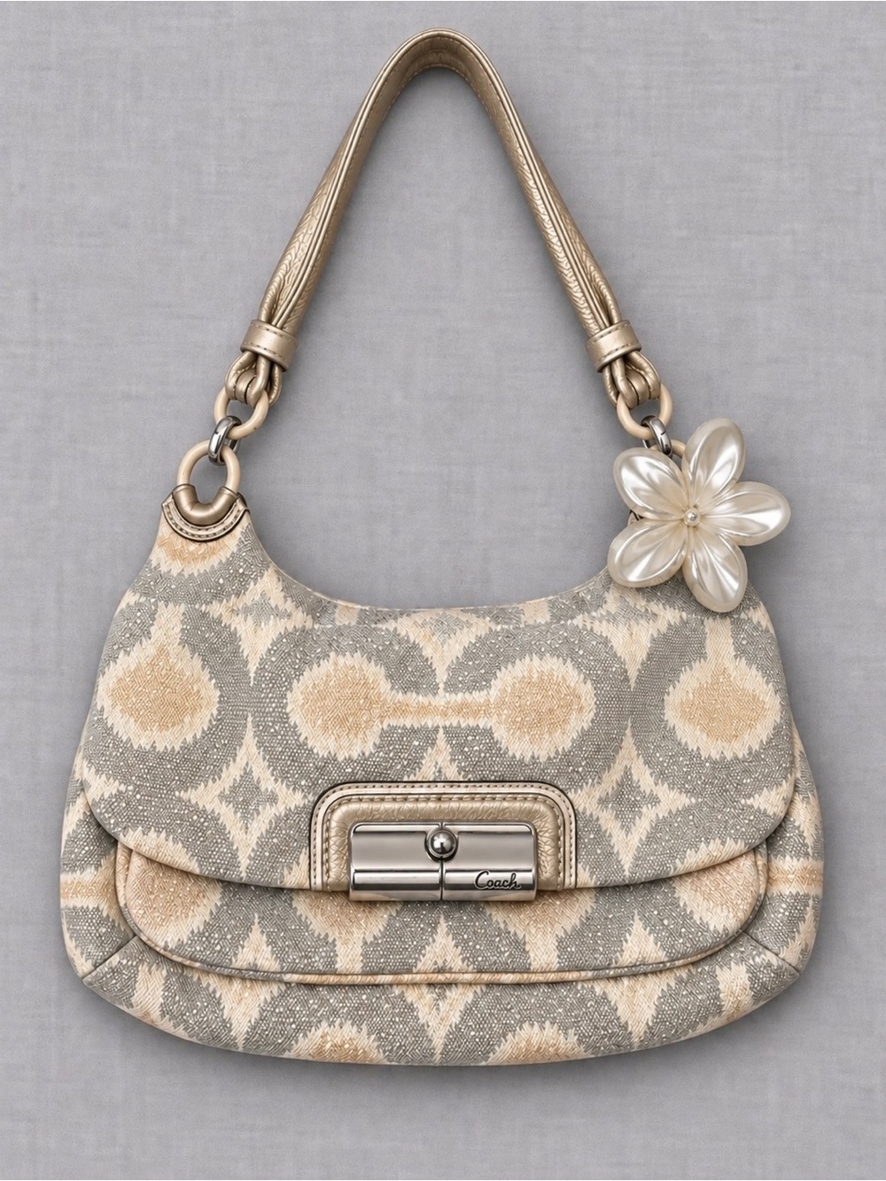 Coach Kristin Shimmer Ikat Op Art Signature Small Hippie Hobo Bag Style 17083